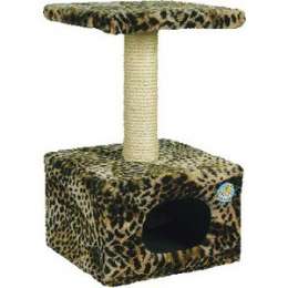Когтеточка Зооник Дом малый цветной мех для кошек 340 х 340 х 600см (2209)